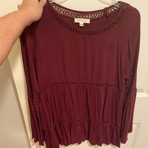 Maroon long sleeve blouse